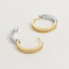 Unlock Marks Two-Tone Pavé U Hoop Earrings