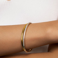 Unlock Marks Silver Two-Tone Twisted Bangle