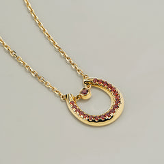 Horseshoe 14K Garnet Necklace
