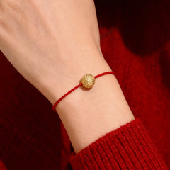 Essential 14K Fine Sparkling Bead Red Cord Bracelet