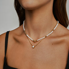 Smiley Gold Vermeil Mother-of-Pearl Snake Chain Necklace