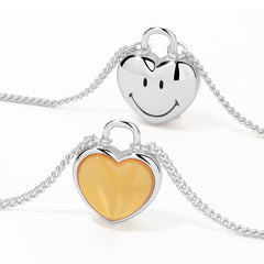 Smiley® Silver Crystal Small Heart Double-Sided Necklace