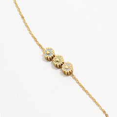Daisy Heart 14K Gold Adjustable Tricolor Necklace