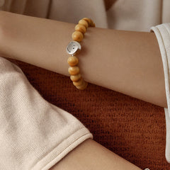 Smiley Silver Golden Tiger Eye Beaded Bracelet