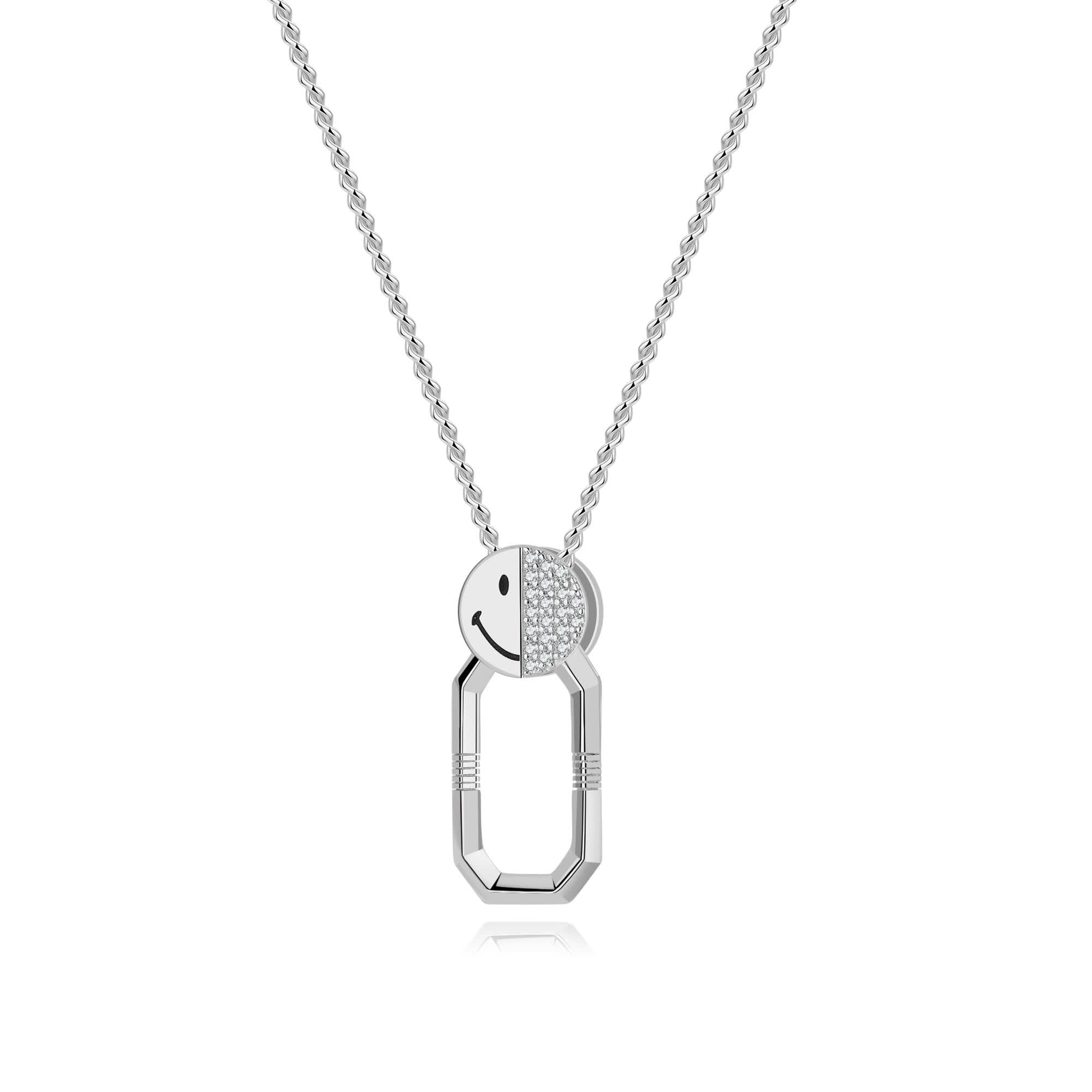 Smiley-Silver Detachable Link Necklace
