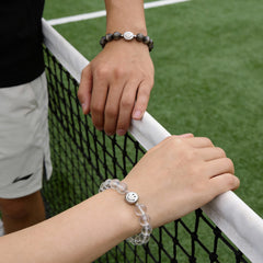 Smiley Silver White Crystal Beaded Bracelet