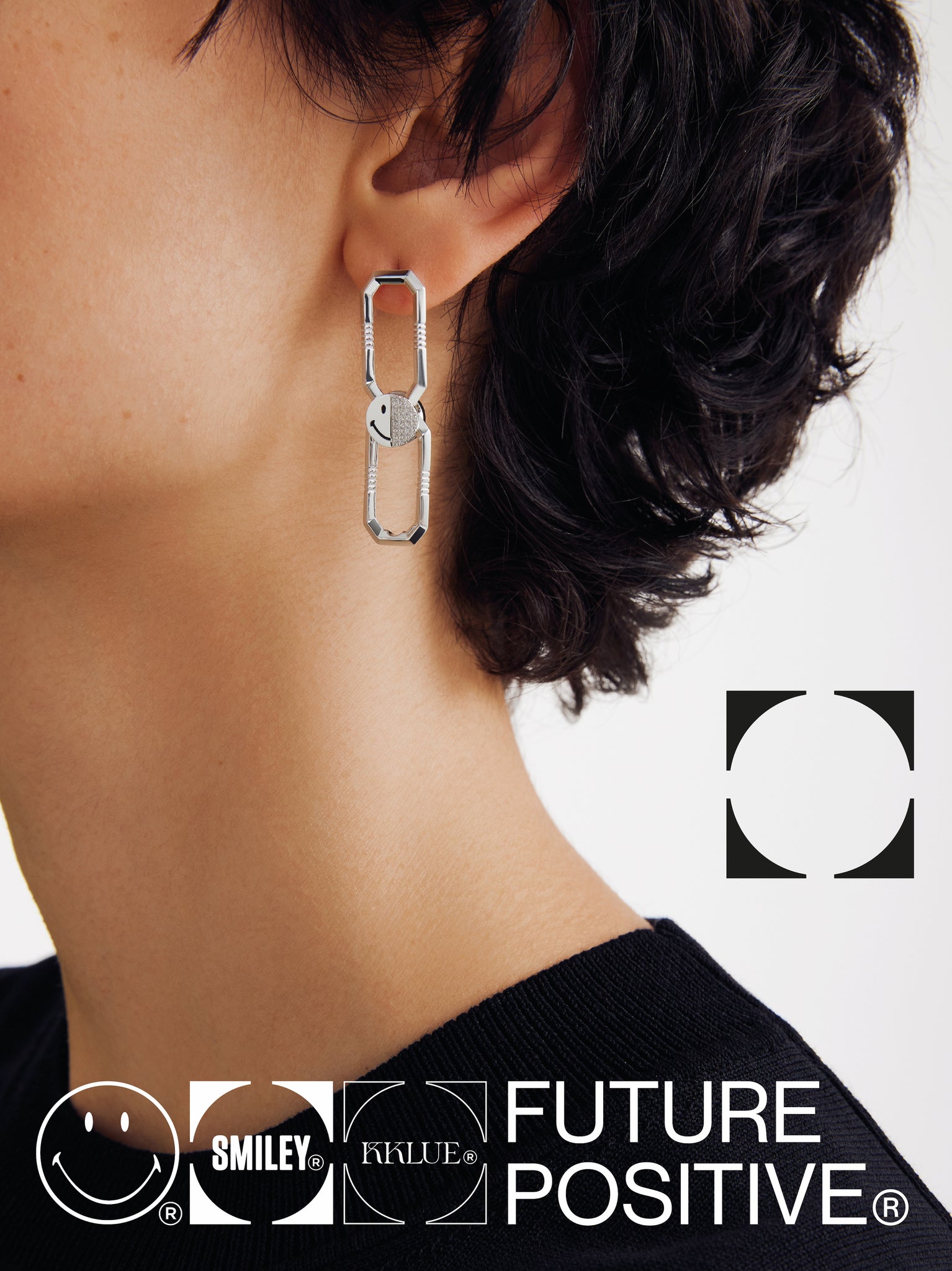 KKLUExSMILEY® Silver Elio Detachable Link Earrings