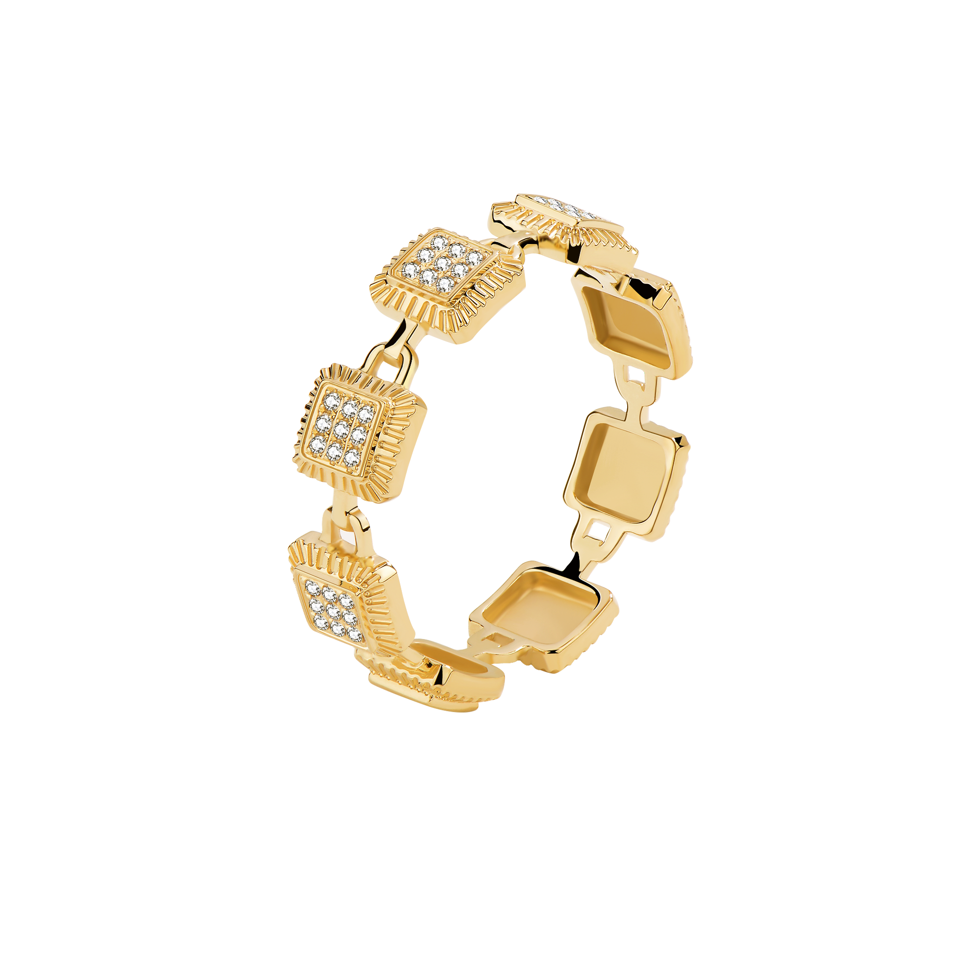 Unlock-18K Diamond Lock Infinte Gold Ring