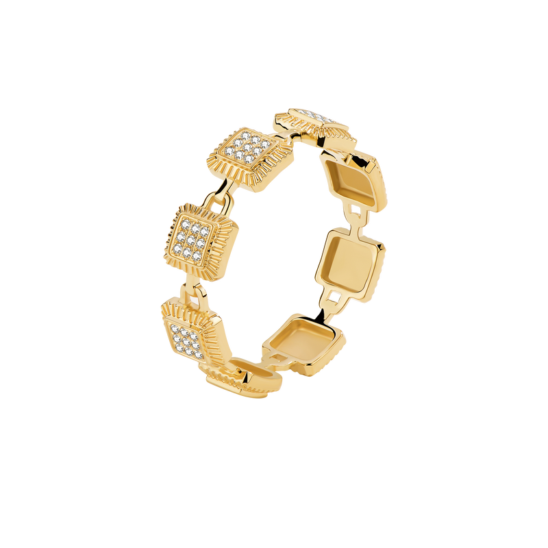 Unlock-18K Diamond Lock Infinte Gold Ring