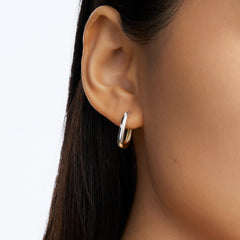 Essential Silver Dual-Tone Rectangular Earring