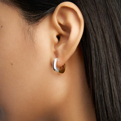 Essential Silver Dual-Tone Square-Round Earring