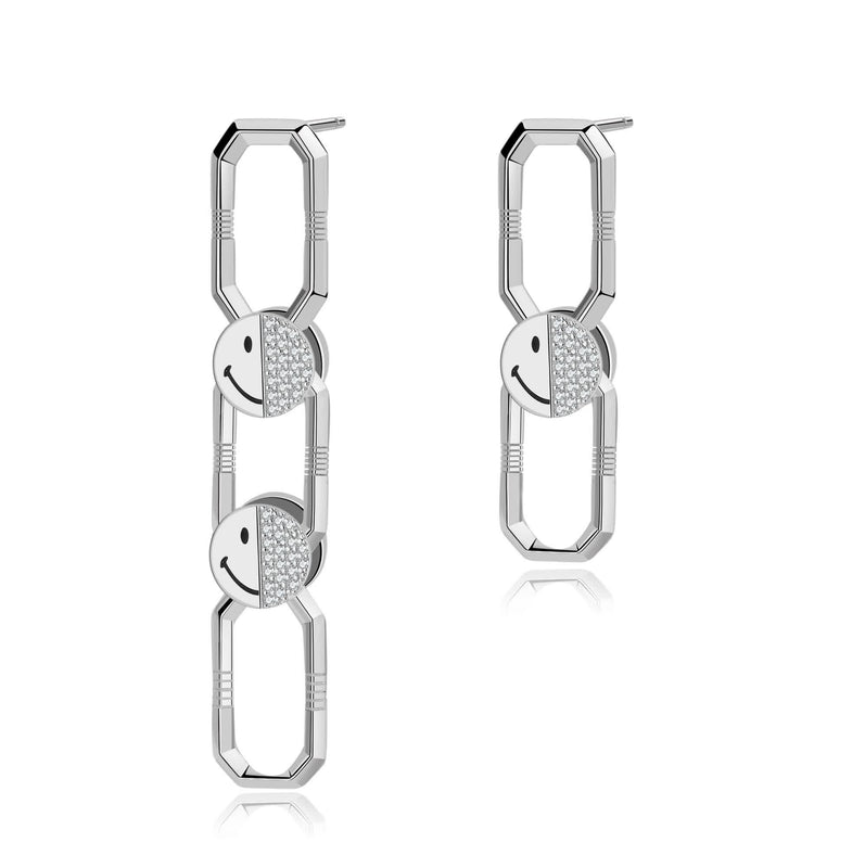 KKLUExSMILEY® Silver Elio Detachable Link Earrings