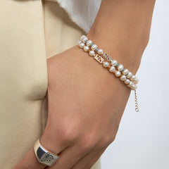 SOL - Silver Double Color Freshwater Pearl Bracelet