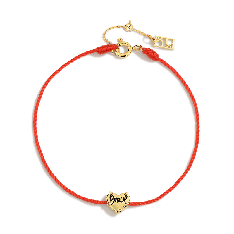 Dragon- 18K Red String Heart Bead Gold Bracelet
