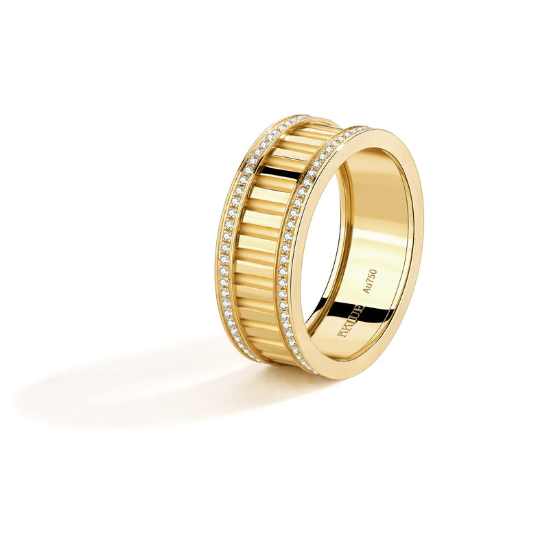 Unlock-18K Wide Diamond U-shape Gold Ring