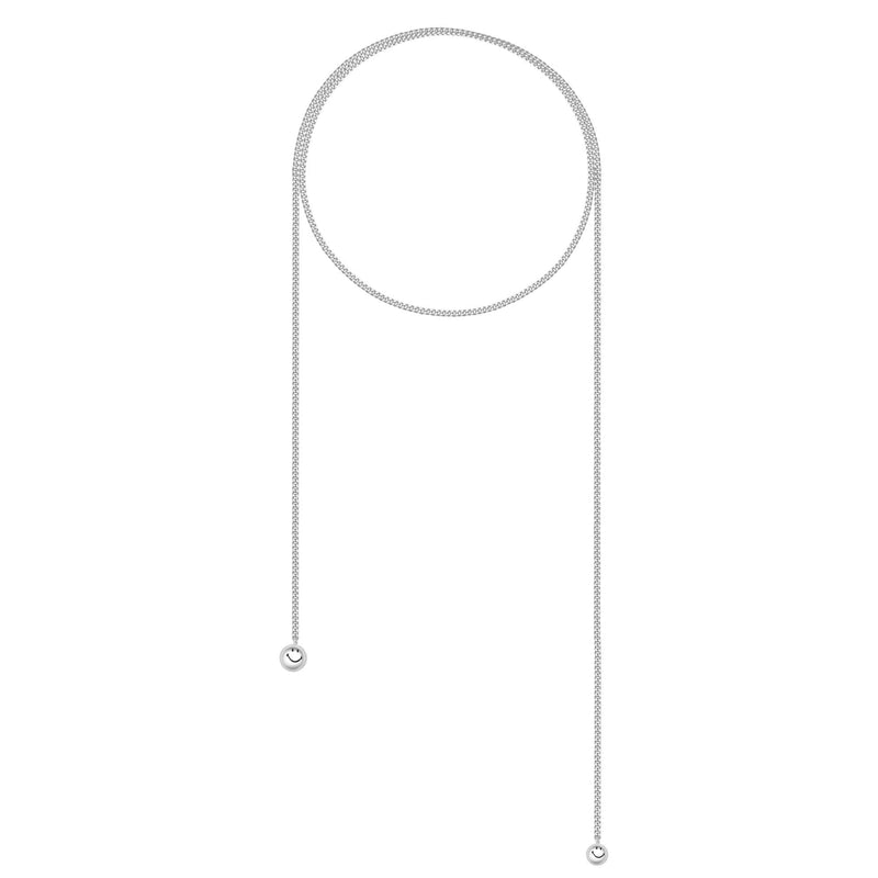 Smiley Silver Long Chain Necklace