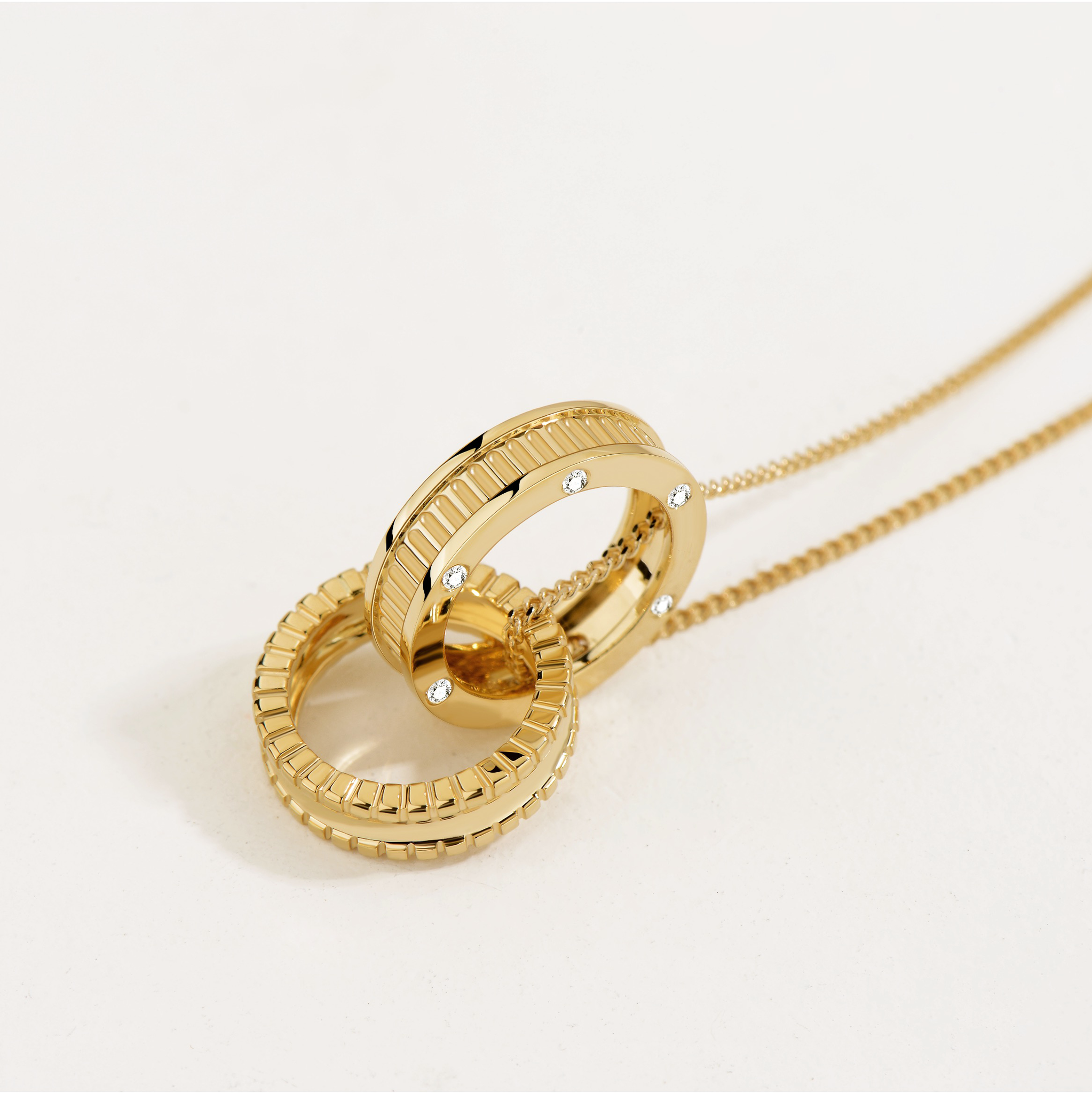 Unlock Marks-18K Diamond Double Ring Gold Necklace
