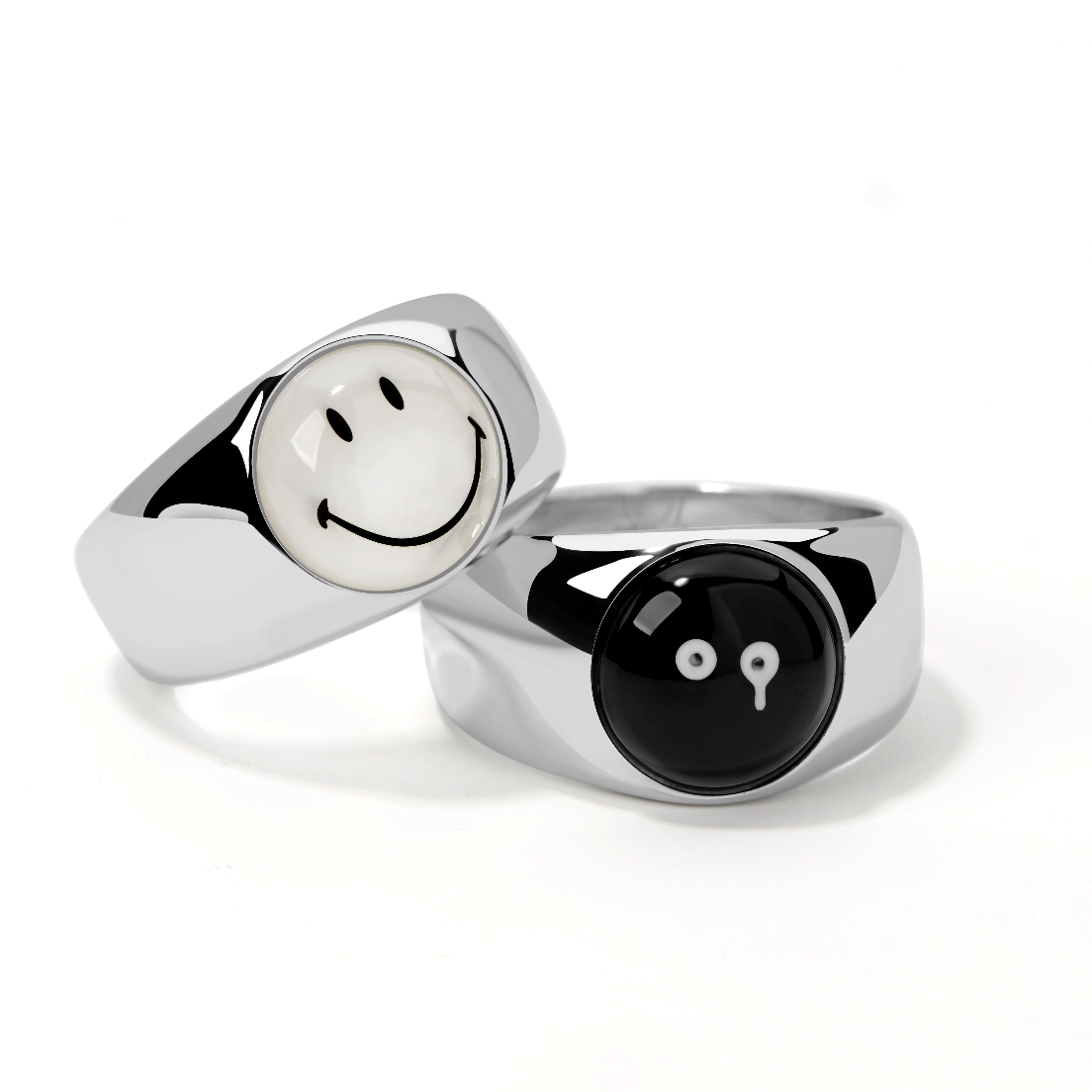 Smiley x Ryuji Silver Double-Faces Ring