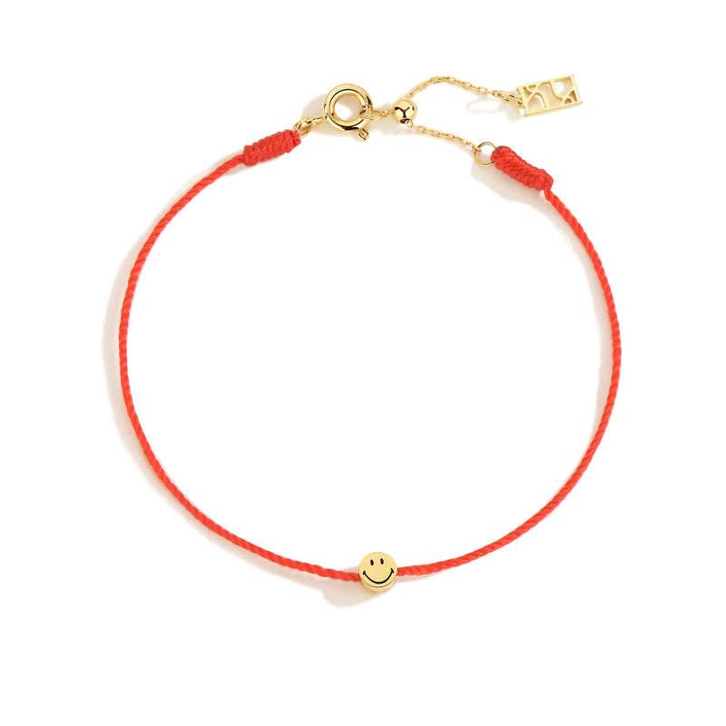 Smiley-18K Smiley Red String Gold Bracelet