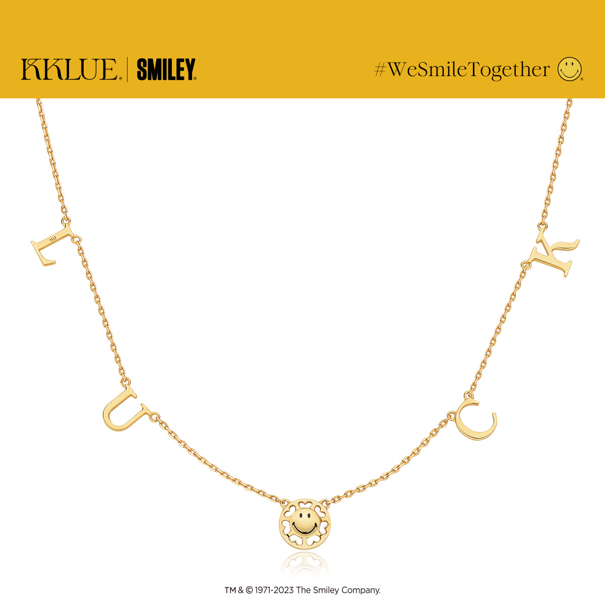 KKLUExSMILEY® Smiley Letters Gold Necklace