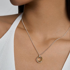 Unlock Marks Two-Tone Interlocking Double Ring Necklace
