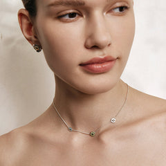 Daisy Heart Silver Tricolor Necklace