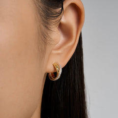 Unlock Marks Two-Tone Interlocking Stud Earring