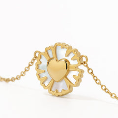 Daisy Heart 14K Gold Mother-of-Pearl Necklace