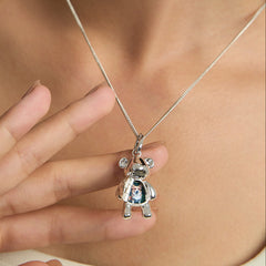 Teddy Silver Opening Bear Necklace