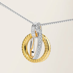 Unlock Marks Two-Tone Interlocking Double Ring Necklace