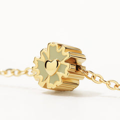 Daisy Heart 14K Gold Adjustable Tricolor Necklace