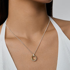 Unlock Marks Two-Tone Interlocking Double Ring Necklace
