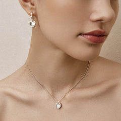 Smiley® Silver Crystal Small Heart Double-Sided Necklace