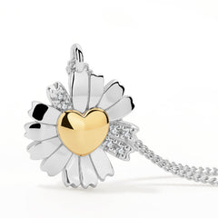 Daisy Heart Silver Two-Tone Necklace