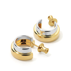 Essential Silver Dual-Tone Half-Hoop Stud Earring