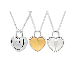 Smiley® Silver Crystal Small Heart Double-Sided Necklace