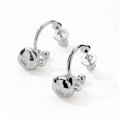 Teddy Silver Bear Head Earrings