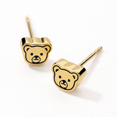 Teddy 18K Gold Bear Head Earring