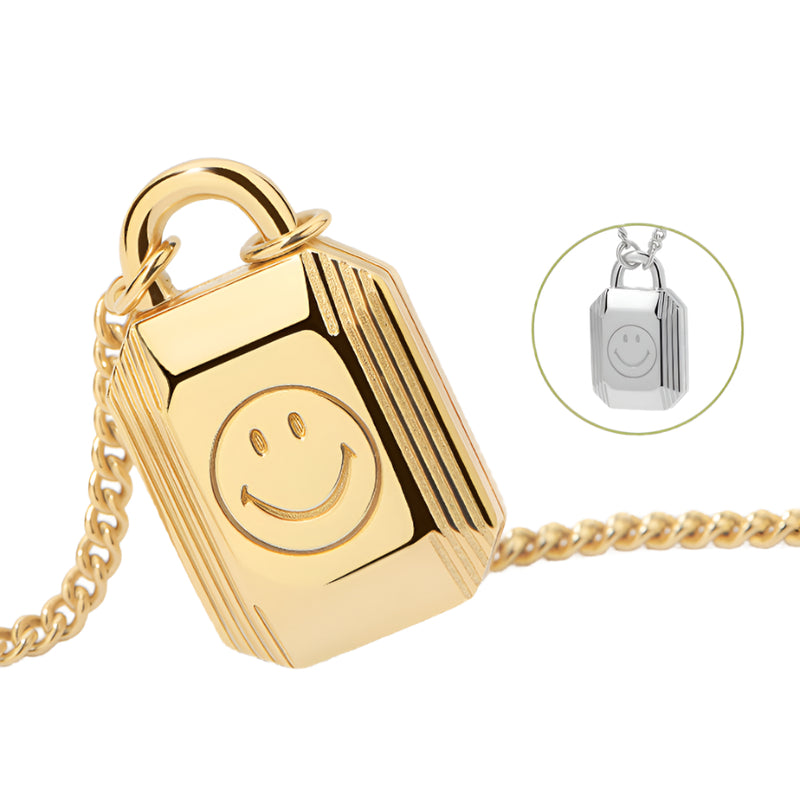 Silver Smiley Energy Lock Necklace