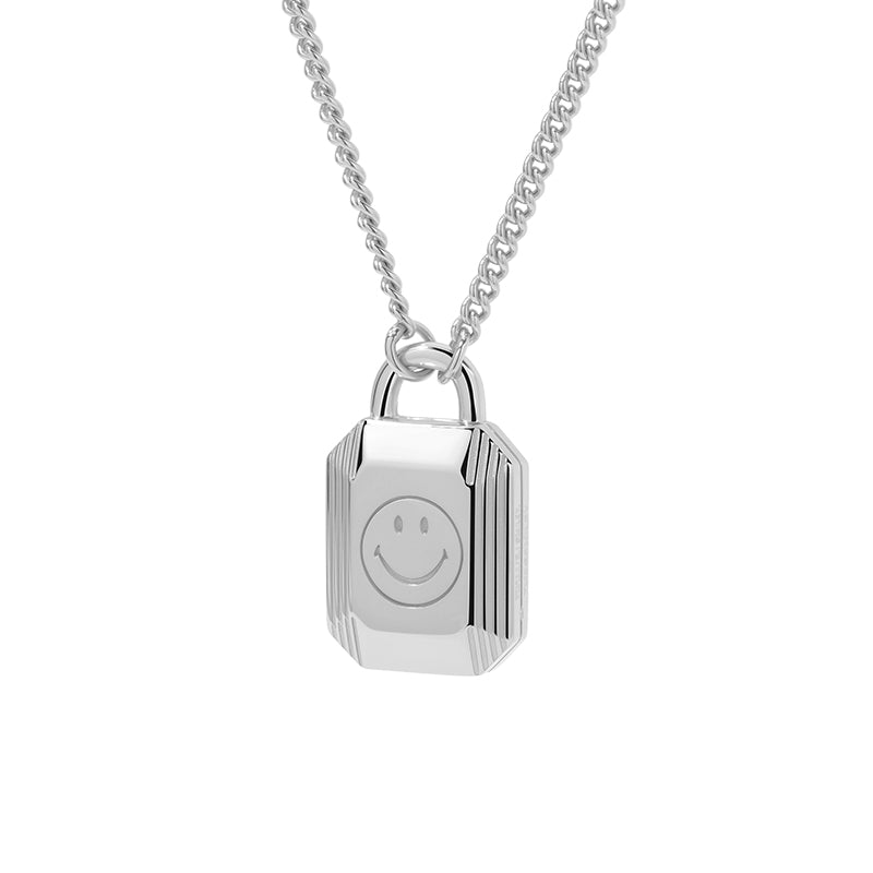 Silver Smiley Energy Lock Necklace