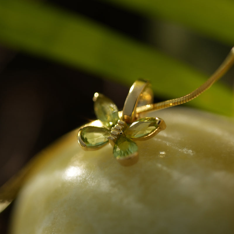 Garden- 18K Olivine Butterfly Pendant (with gold vermeil chain)