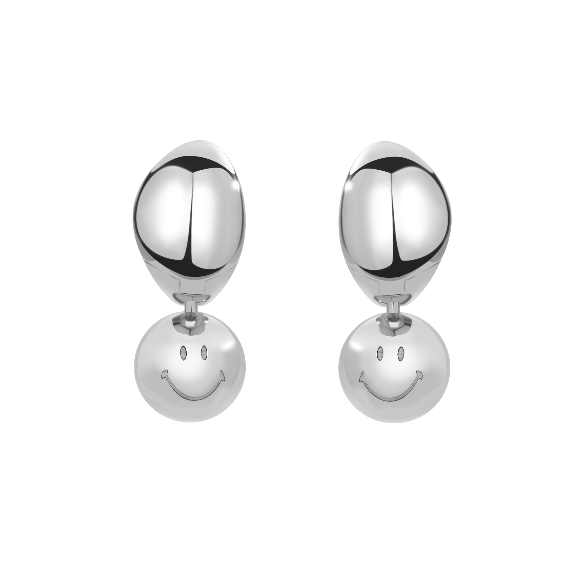 KKLUExSMILEY® Smiley Silver Charm Switch Hoop Earrings