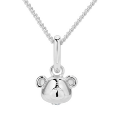 Teddy Silver Bear Head Necklace