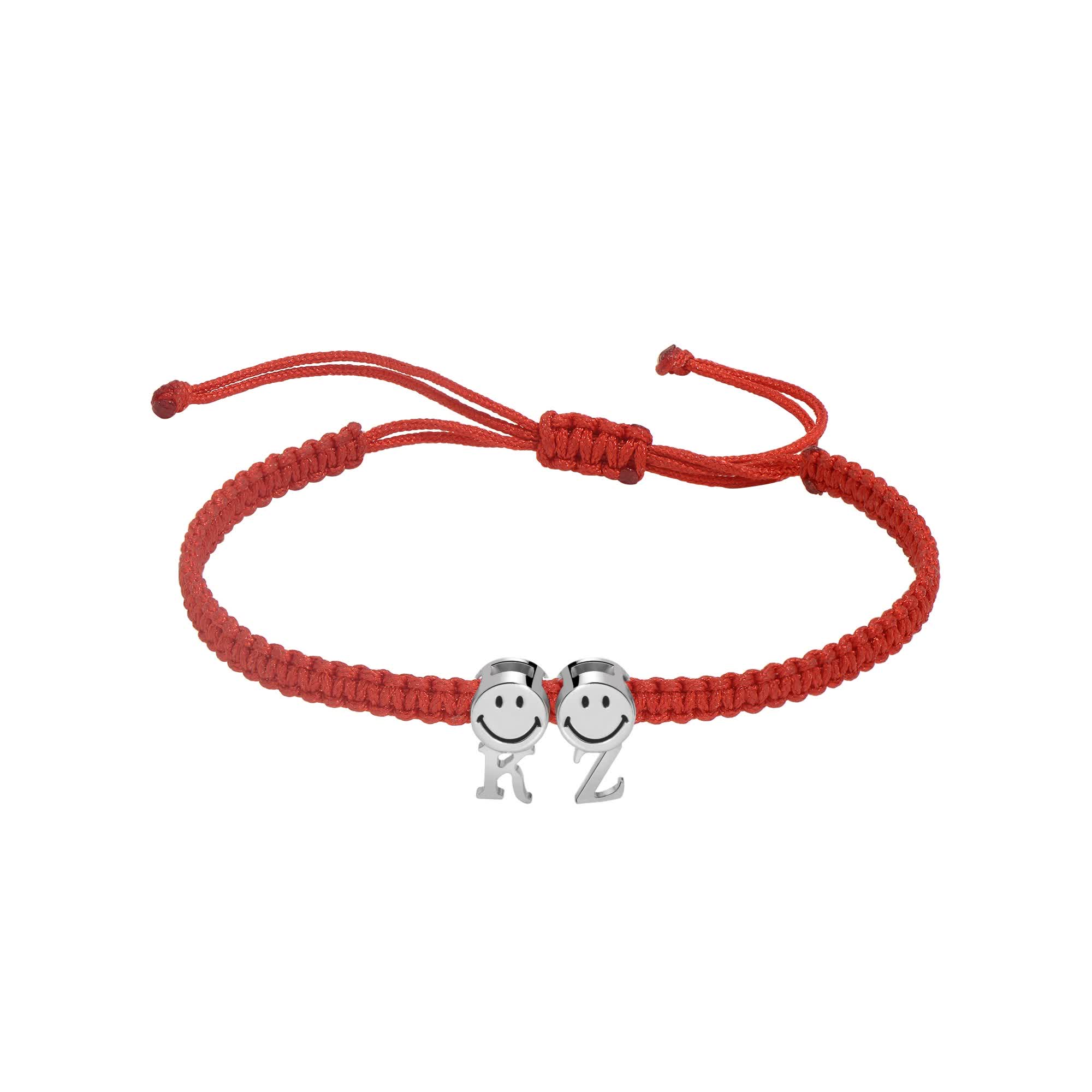 Smiley Platinum Red Cord Bracelet