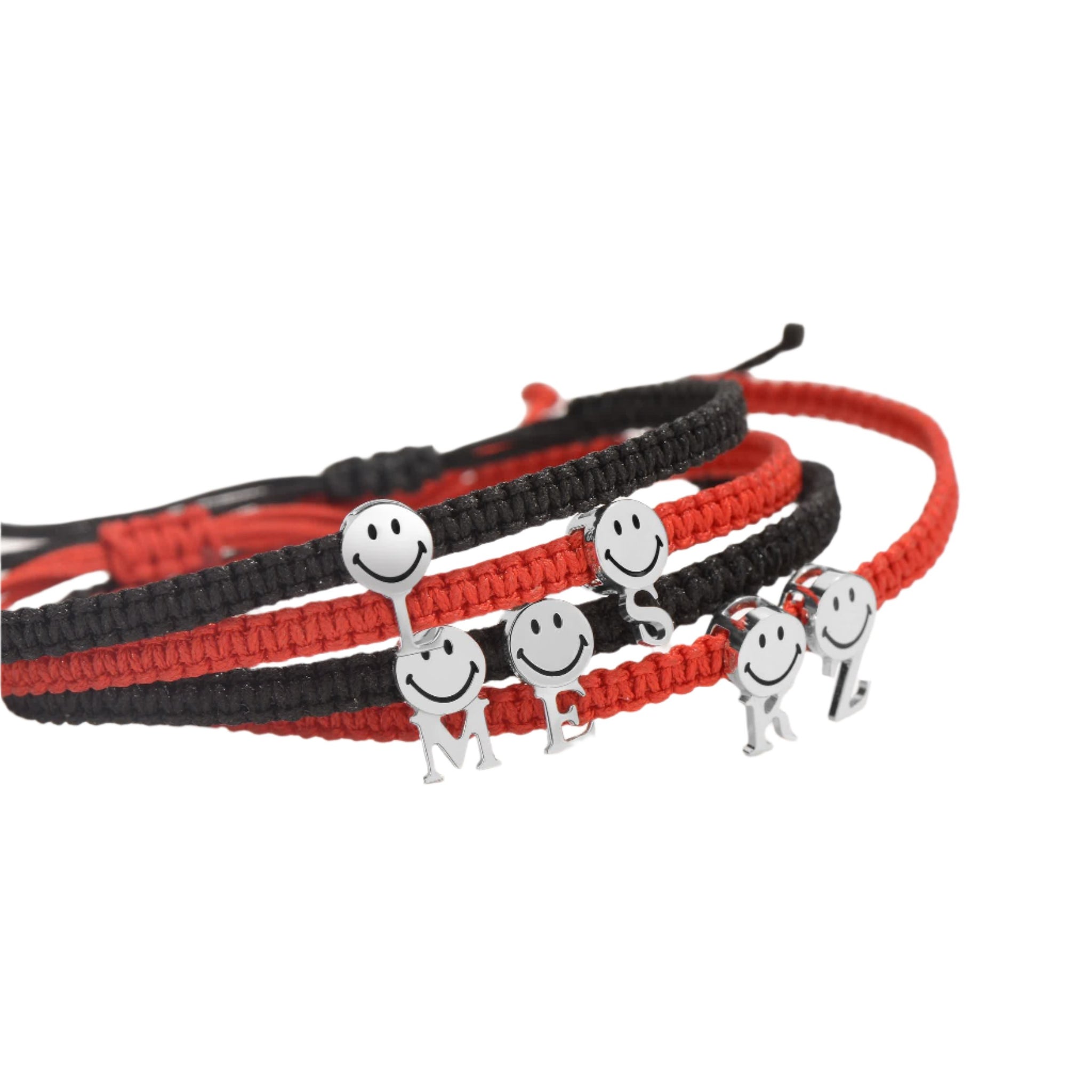 KKLUExSMILEY® Smiley Platinum Red Cord Bracelet