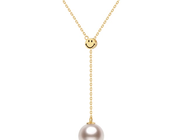 Smiley-18K Y Chain with Bead Akoya Gold Necklace 7.5-8mm