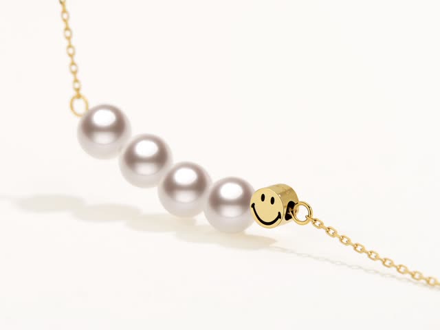 Smiley-18K Bead U Akoya Gold Necklace 5-5.5mm