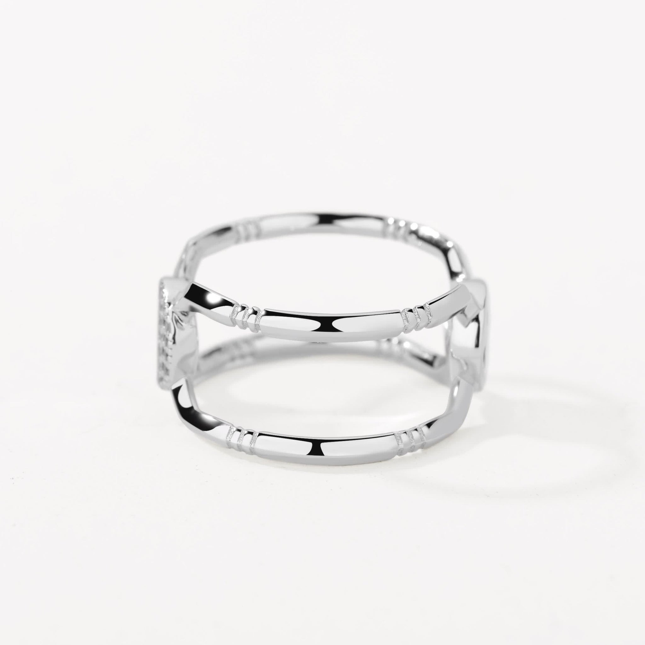 Smiley Silver Two-tiered Ring