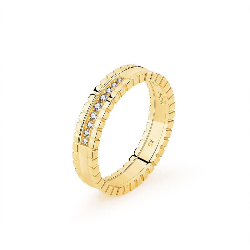 Unlock-18K U-shape Diamond Gold Ring