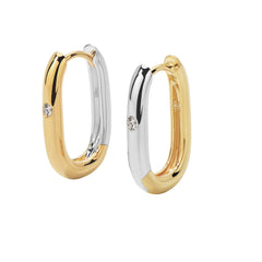 Essential Silver Dual-Tone Rectangular Earring